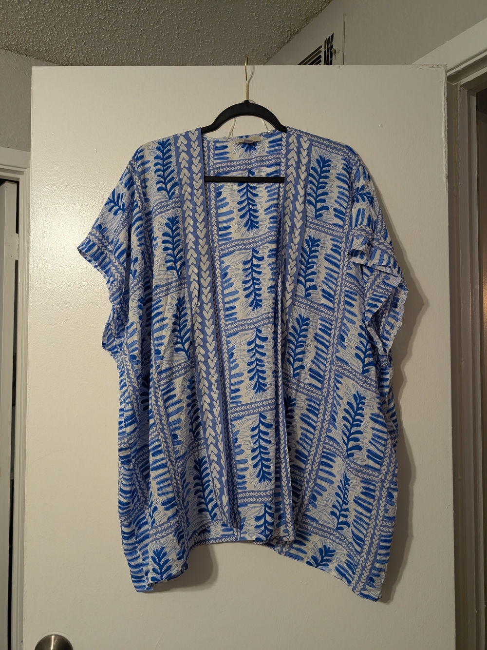 LOFT Blue and White Printed Kimono Tunic